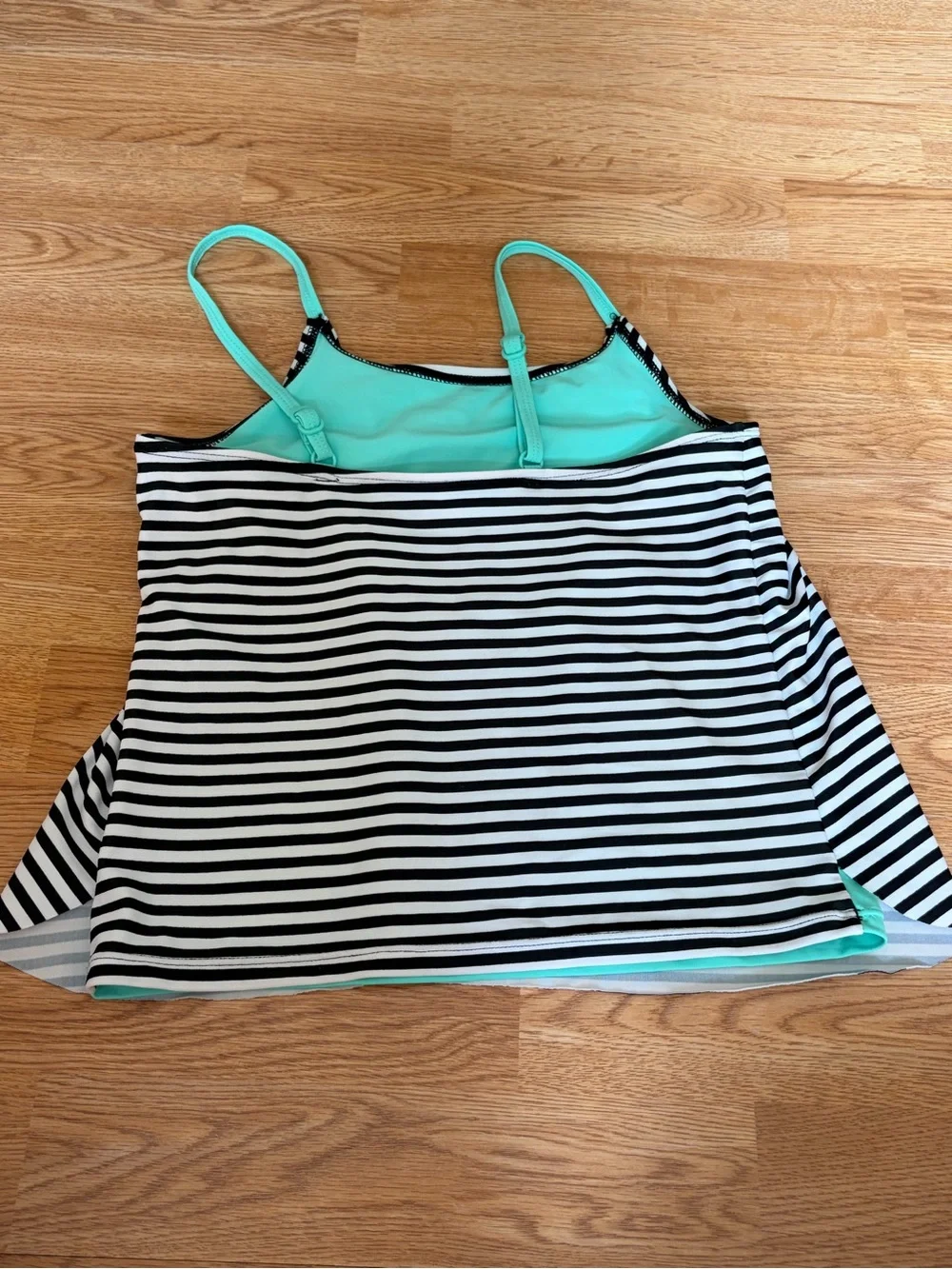Girls Justice Black & White Stripe Flip Sequin Watermelon Tankini